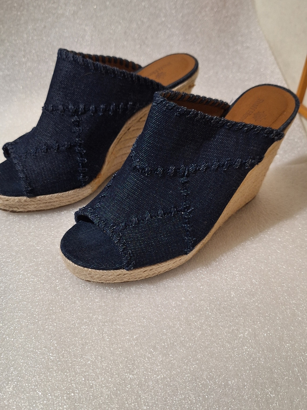 Denim Open-Toe Wedge Mules - Navy - Picture 4 of 4